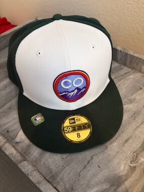 New Era White Front Forest Green Brim Colorado Patch Fitted Cap